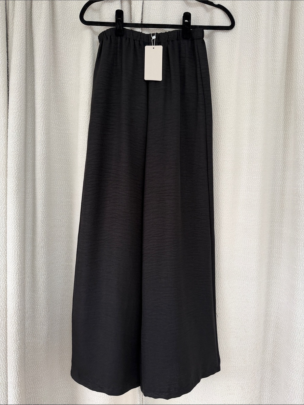 Musera Wide Leg Black Women's Pants with Elastic Waist XS